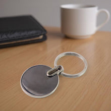 Sleek Black Round Metal Keychain (1 Pc)