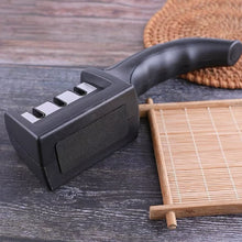 Manual Red & Black Knife Sharpener 3 Stage Sharpening Tool for Ceramic Knife and Steel Knives.